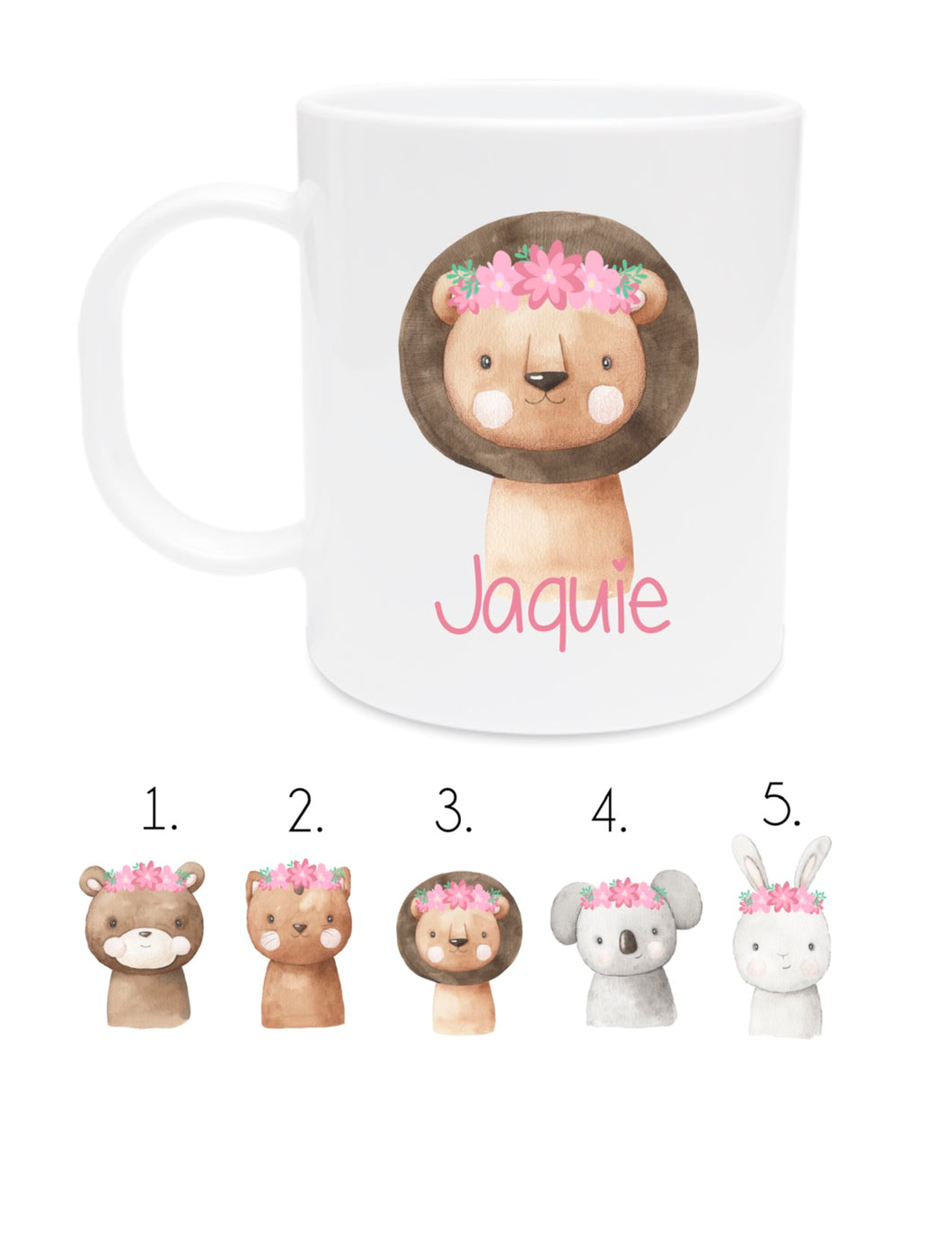 Woodland Animals with floral crown Kid's Mugs