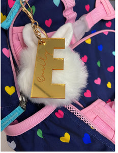 Easter Pom Pom Key Chain with acrylic letter name