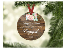 Load image into Gallery viewer, Floral on Wood - Our First Christmas Engaged