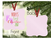 Load image into Gallery viewer, Footprint - Pink - Baby&#39;s First Christmas