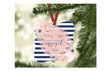 Load image into Gallery viewer, Navy Blue + Floral Our First Christmas Engaged