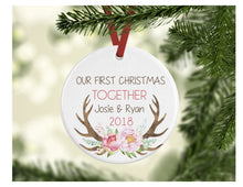 Load image into Gallery viewer, Floral Antlers on White - Our First Christmas Together