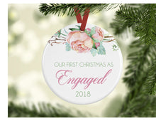 Load image into Gallery viewer, Floral on White - Our first Christmas Engaged