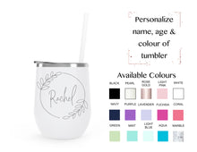 Load image into Gallery viewer, Wreath Name - stainless steel wine tumbler