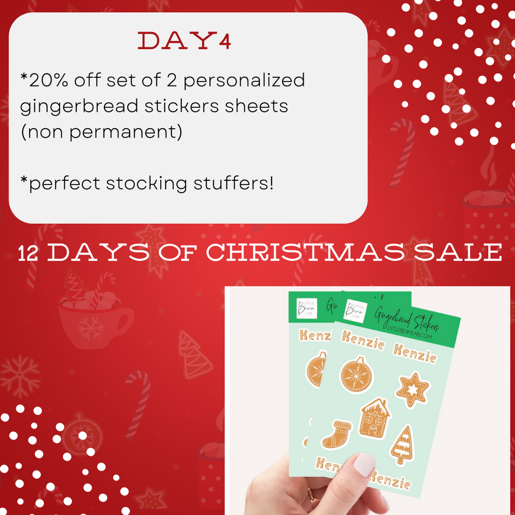 12 Deals of Christmas - Personalized Gingerbread Stickers