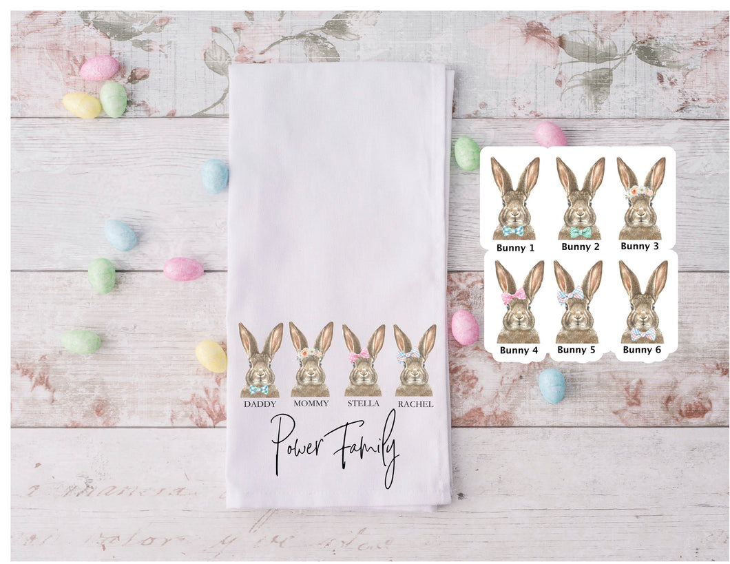 Easter Tea Towel Bunny Family
