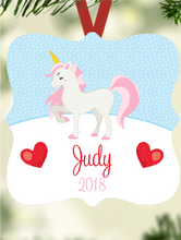 Load image into Gallery viewer, Kid&#39;s Name Ornament - Unicorn Pink