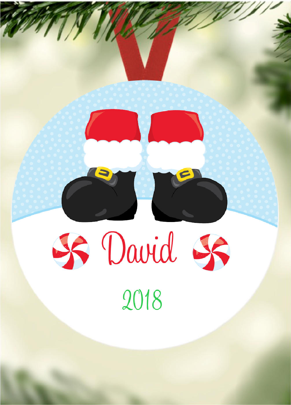 Kid's Name Ornament - Christmas Feet 2