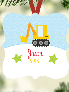 Kid's Name Ornament - Construction Vehicles