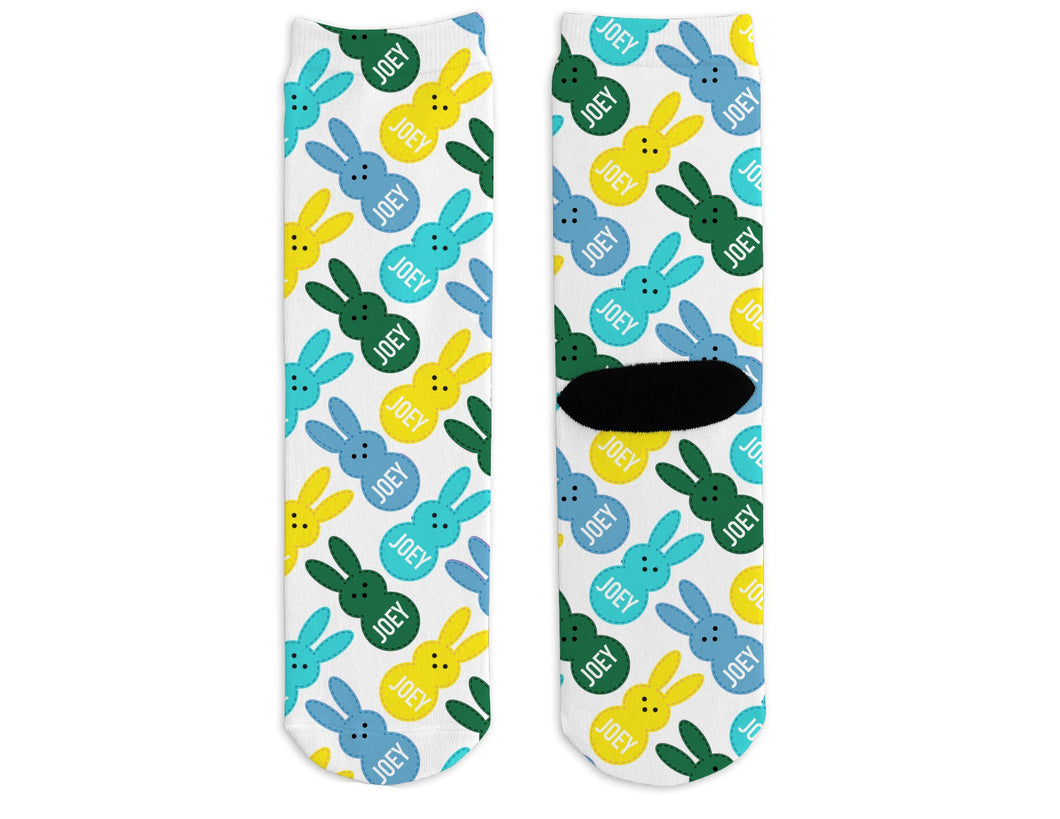 Personalized Socks - Easter Peep (Blue, Green, Yellow)