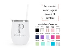 Load image into Gallery viewer, Floral Letter and Name - stainless steel wine tumbler