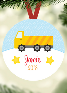 Kid's Name Ornament - Construction Vehicles 3